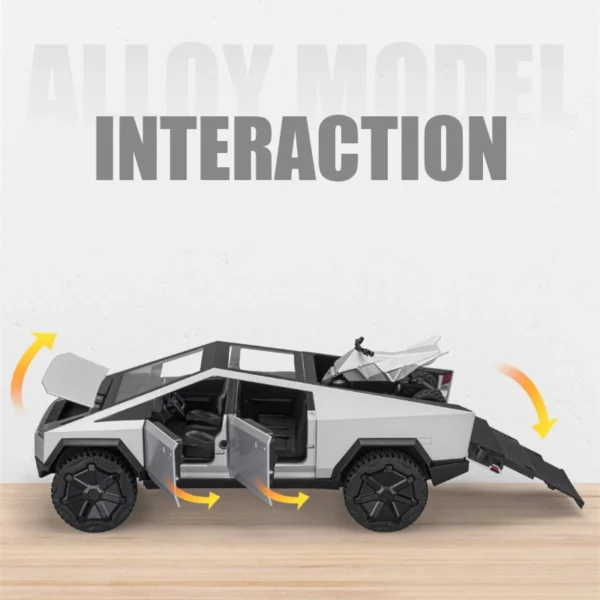 1/24 Cyber toy truck Pickup Alloy Car Model Diecasts Metal Toy Off-road Vehicles Truck Model Simulation Sound Light Kids Gifts - Image 6