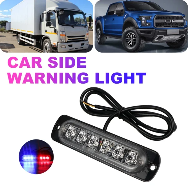 Car Strobe Warning Light Emergency Flash Light Bar DC12-24V Flashing Signal Side Marker LED Light Strip for Car Motorcycle Truck - Image 2