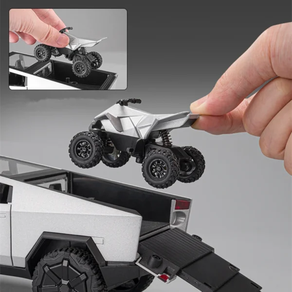 1/24 Cyber toy truck Pickup Alloy Car Model Diecasts Metal Toy Off-road Vehicles Truck Model Simulation Sound Light Kids Gifts - Image 5