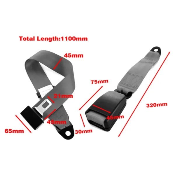 2 Points Grey Car Auto Seat Seatbelt Universal Seat Belts Adjustable Extension Bucklet Truck Seat Safety Belt Car Accessories - Image 2